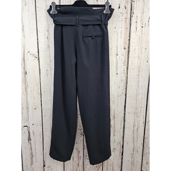DMS Womens 38 Iro Paperbag Waist Belted High Rise Dress Pants‎ Slacks Black EUC - Picture 6 of 10